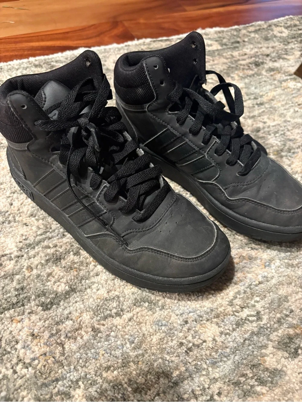 adidas Kids Black High-Top Sneakers with Laced Closure